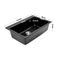 Undermount Quartz Stone Kitchen Sink with Strainer Basin Matt Black Multi Sizes
