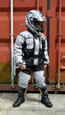 Childrens Kids Motorcycle Textile X-Tenda Suit Quad One Piece Grey Clearance -T