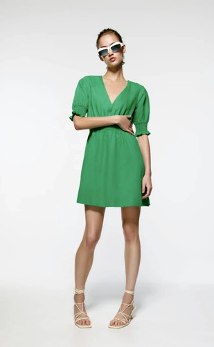Zara 1618 031 green linen - zara,