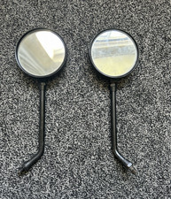 Universal Round Motorbike Mirrors Black 10mm Thread Pair Left &Right Retro Style
