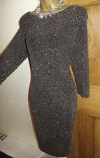 Gorgeous ❤Sparkly Gold white black evening Party Wallis Dress size 18