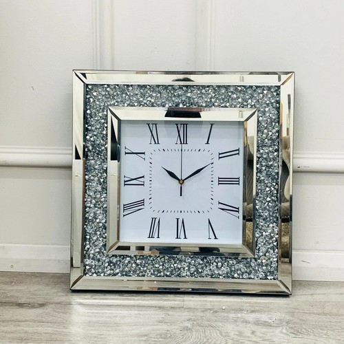 Square mirrored silver crushed - mirrored,