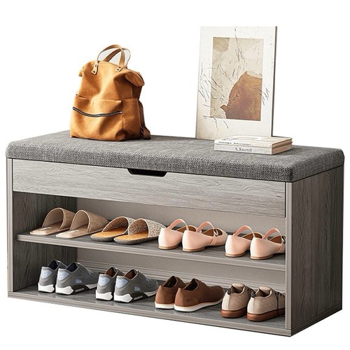 Grey wooden hallway shoe - wooden,
