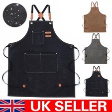 Chefs Kitchen Cooking BBQ Plain Denim Canvas Pockets Apron Butcher Crafts Baking