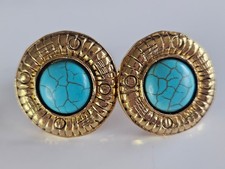CHANEL earrings ec-22320 Gold Light Blue Good Condition GP Turquoise Used