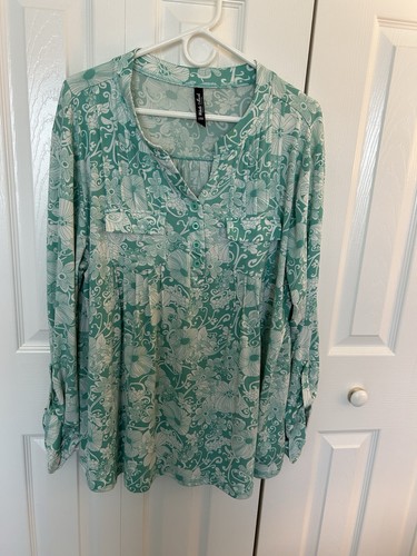 White mark teal floral tunic - teal,