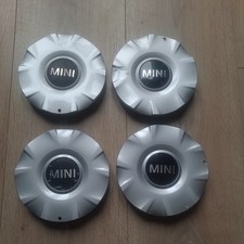 4 X GENUINE MINI ALLOY WHEEL CENTRE CAPS 5 STAR ROCKET R93 FOR R50 R52 - 6764100