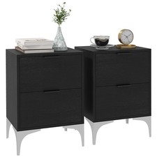 HOMCOM Bedside Tables Set of 2 with 2 Drawers for Bedroom, Living Room, Black
