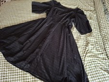 Handmade vintage retro 50s style dress black broderie cotton fabric size 22 24