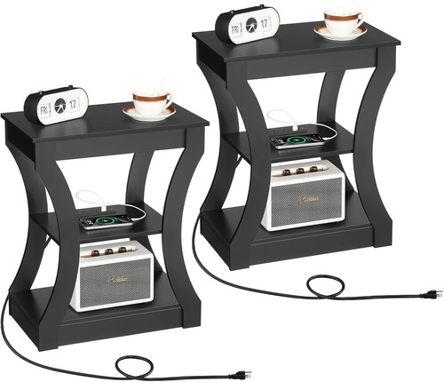 Stylish black end table set - stylish,