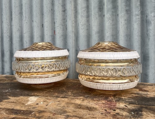 Pair vintage amber glass - pair,