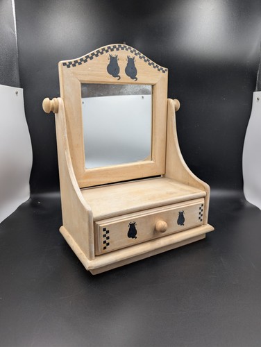 Wooden tabletop vanity mirror - wooden,