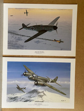 2 x Aviation Art Prints  German ME109, Junker JU88 Hajo Hermann