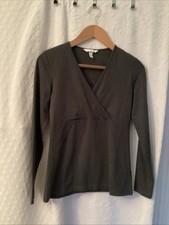 H&M Mama Grey Stretch Long Sleeve Nursing Maternity Top Size S