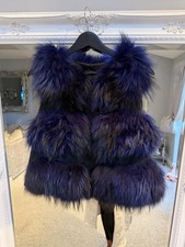 Dark Blue Raccoon Fur Gilet