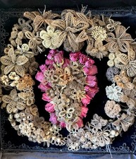 Antique Victorian Mourning Hair Wreath – Large Shadow Box Frame c.1850s