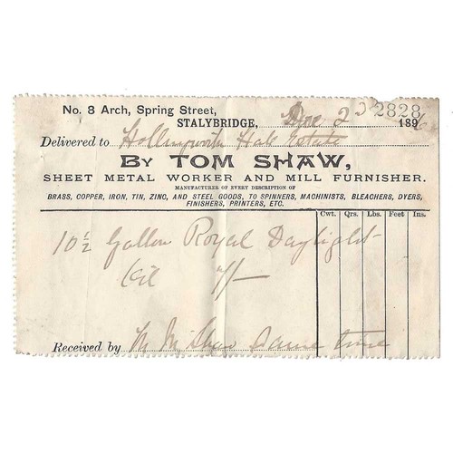 1896 billhead tom shaw sheet - billhead,,
