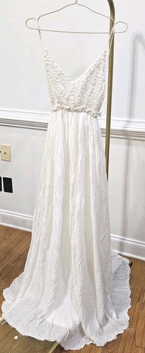 White boho lace maxi dress - maxi,