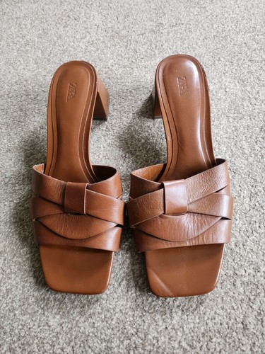 Zara tan leather heeled - tan,