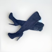 Black PVC Over-The-Knee Thigh Crotch High Platform Boots Size UK 9, EU 43