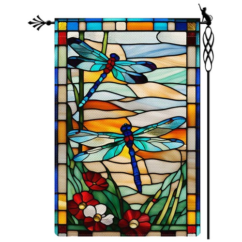 Dragonfly garden flag glass - garden,