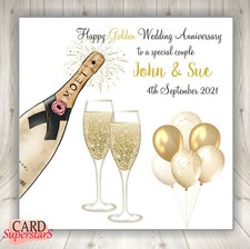 Large 8" Personalised Golden Wedding Anniversary Card ANY RELATION or NAMES