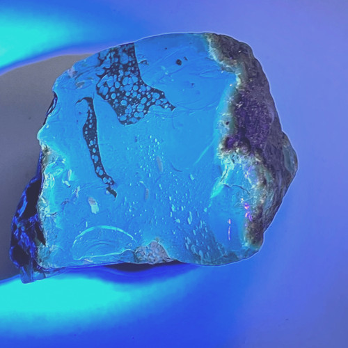 Blue amber raw - blue, natural
