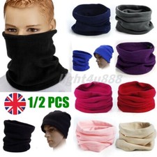 2× Thermal Fleece Snood Neck Warmer Winter Scarf Hat Warm Men Women Chidren Polo
