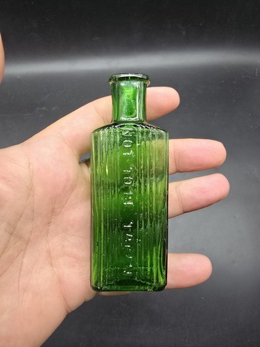 Antique green glass poison - antique,