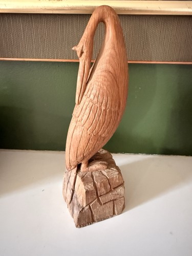 Vintage wooden crane - , heron