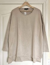 Frank Usher Embellished Long Sleeve Ponte Knit Hi-Lo Top, Beige, Size L/XL