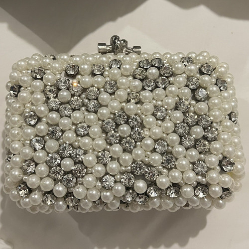 Ivory beaded clutch bag with - beaded,
