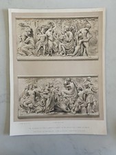 Antique Victorian Design Print 1852 Bas Reliefs “The Pleasures of Public Gardens