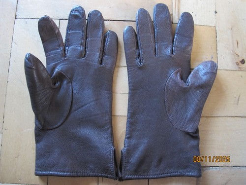 Brown leather gloves with