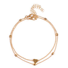 New Adjustable Ankle Bracelet Heart Silver Gold  Anklet Foot Chain UK Seller
