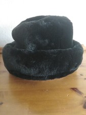 Cossack Hat Faux Fur Black Size 58cm Acrylic Vgc