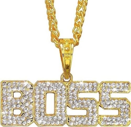 Strass boss necklace gold - strass,
