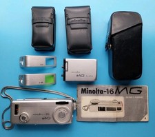Minolta 16 MG Subminiature Film Camera + Accessories UNTESTED 