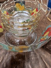 Arcoroc Vintage French Glass Serving Bowl Set 5 Dessert Fruit Dishes