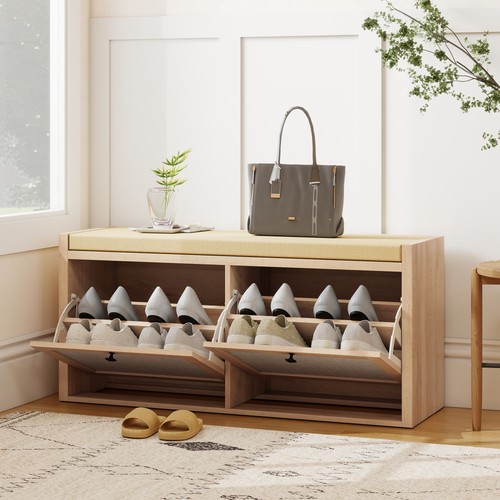 Homcom rattan shoe bench - rattan,