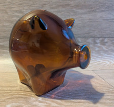 Amber Glass Pig Box Money Bank British Mid Century Design - Used Good Read