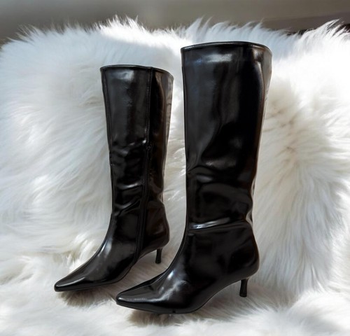 Womens black knee high boots - black,