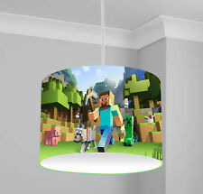 PIXELS MINECRAFT GAMING CEILING DRUM LIGHT SHADE LAMPSHADE 10" 25cm