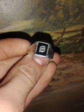 Antique Mens Silver Onyx Name