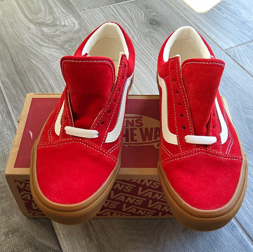 Vans old skool red white - old, suede