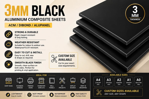 3mm black aluminium composite - 3mm,