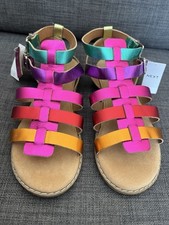 Next Girls Rainbow Leather Gladiator Sandals Size 3 (EU 35.5)