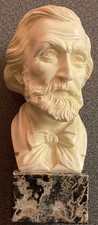 GIUSEPPE VERDI,1813-1901,STUNNING HEAVY ALABASTER BUST ON MARBLE BASE.995 grams.
