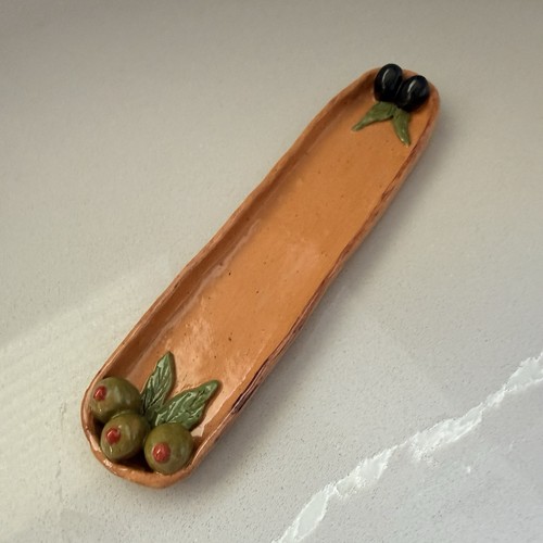 Handmade stoneware olive boat - stoneware,