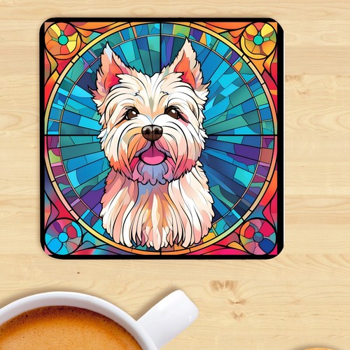 Pet dog coaster stained glass - dog,